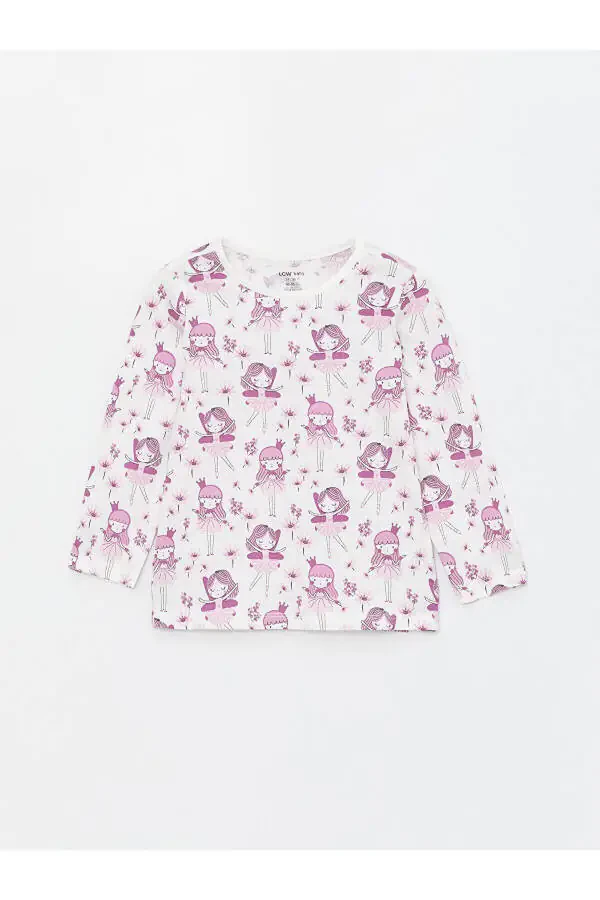 Bicycle yoqali naqshli uzun qisma qizcha chaqaloq pijama to'plami - 2