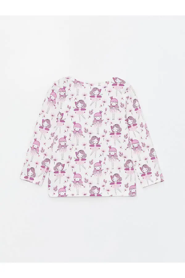 Bicycle yoqali naqshli uzun qisma qizcha chaqaloq pijama to'plami - 3