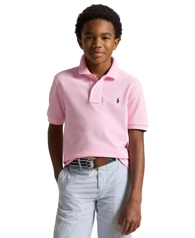 Big Boys Cotton Mesh Logo Polo Shirt - 1