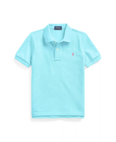 Big Boys Cotton Mesh Logo Polo Shirt French Turq - 1