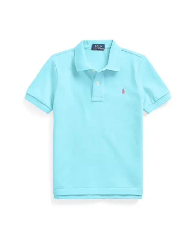 Big Boys Cotton Mesh Logo Polo Shirt-French Turq - 1