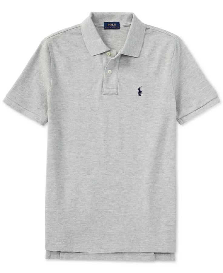 Big Boys Cotton Mesh Logo Polo Shirt New Grey Heather - 1