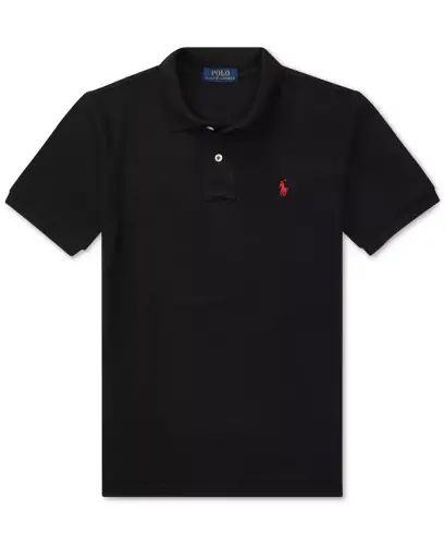 Big Boys Cotton Mesh Logo Polo Shirt-Polo Black - 4