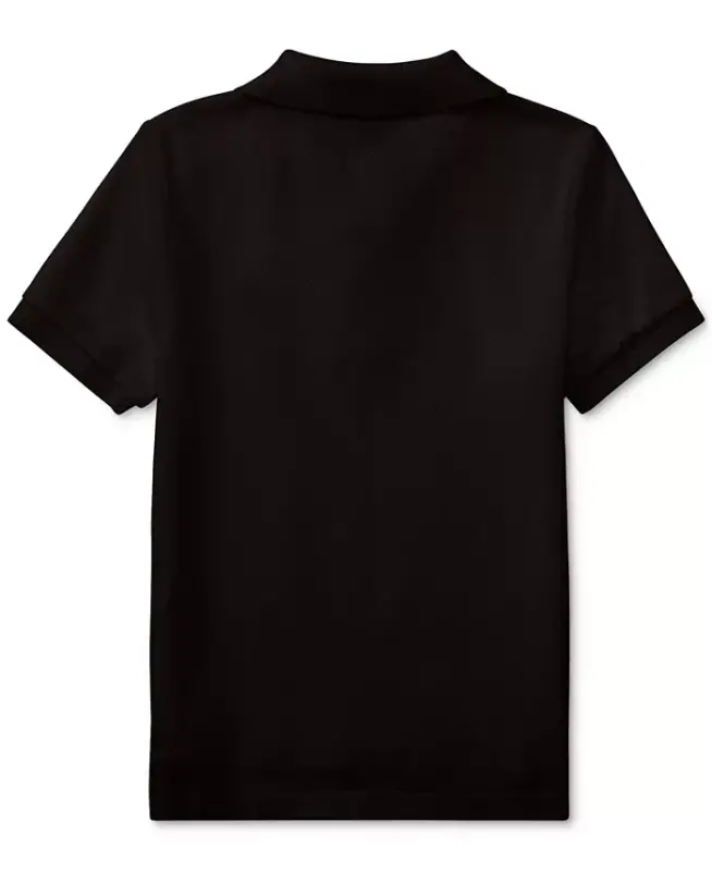 Big Boys Cotton Mesh Logo Polo Shirt-Polo Black - 5