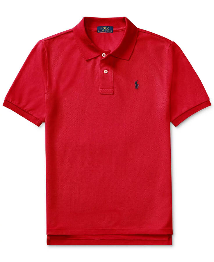 Big Boys Cotton Mesh Logo Polo Shirt Red - 4