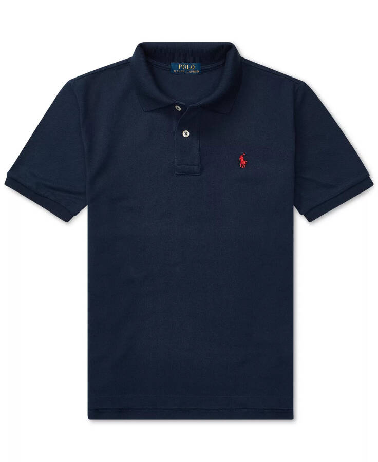 Big Boys Cotton Mesh Logo Polo Shirt Refined Navy - 1