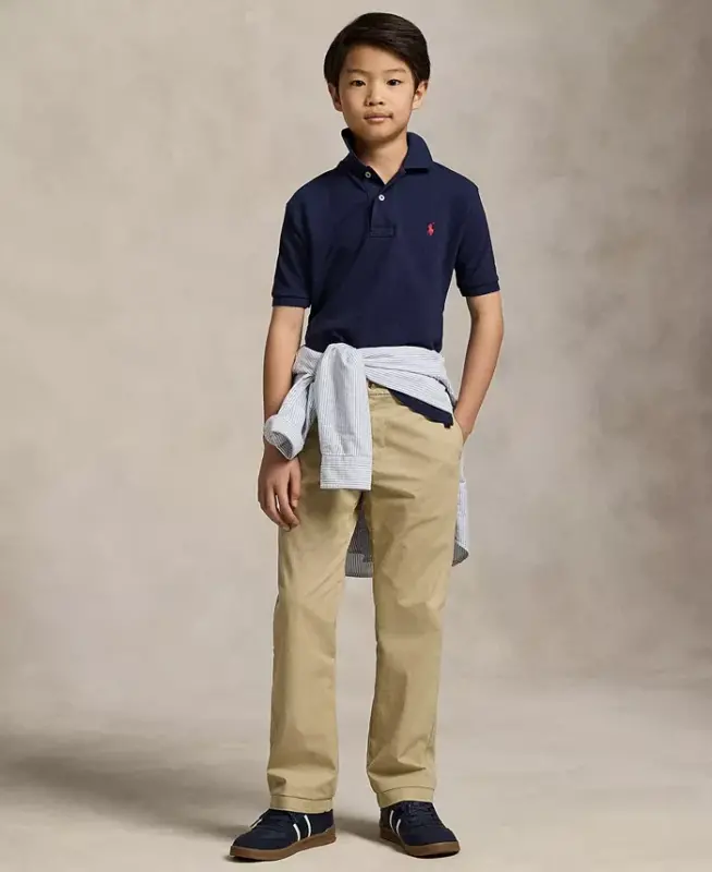 Big Boys Cotton Mesh Logo Polo Shirt-Refined Navy - 2