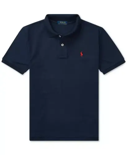 Big Boys Cotton Mesh Logo Polo Shirt-Refined Navy - 4