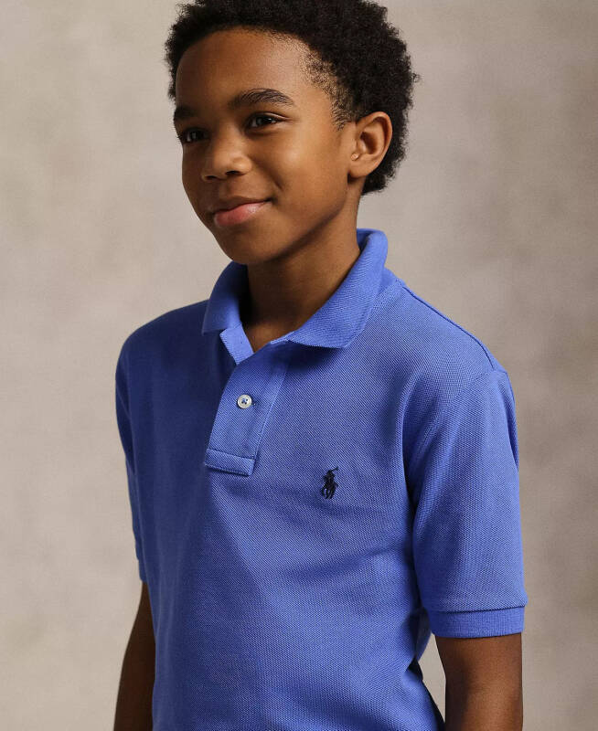 Big Boys Cotton Mesh Logo Polo Shirt-Scottsdale Blue - 2
