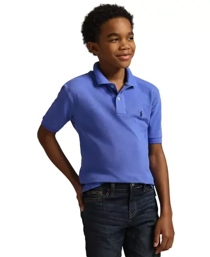 Big Boys Cotton Mesh Logo Polo Shirt-Scottsdale Blue 