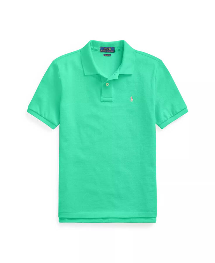 Big Boys Cotton Mesh Logo Polo Shirt Sunset Green - 1