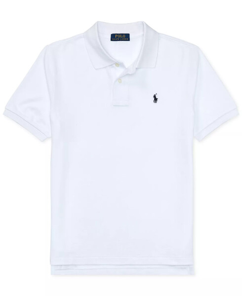 Big Boys Cotton Mesh Logo Polo Shirt White - 7