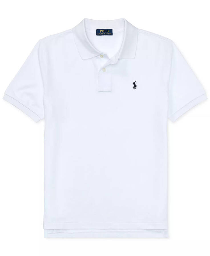 Big Boys Cotton Mesh Logo Polo Shirt White - 7