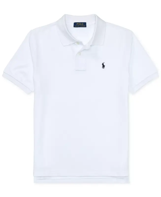 Big Boys Cotton Mesh Logo Polo Shirt-White - 7