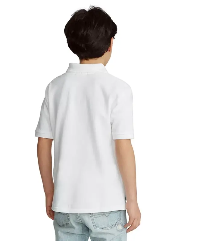 Big Boys Cotton Mesh Logo Polo Shirt-White - 2