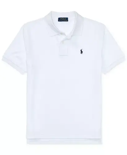 Big Boys Cotton Mesh Logo Polo Shirt-White - 7