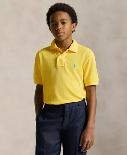 Big Boys Cotton Mesh Logo Polo Shirt-Yellowfin 