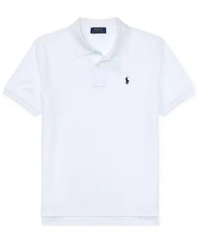 Big Boys Cotton Mesh Logo Polo Shirt-White - 7