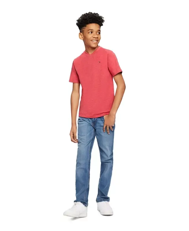 Big Boys' Solid Embroidered Logo V-Neck Tee - 3