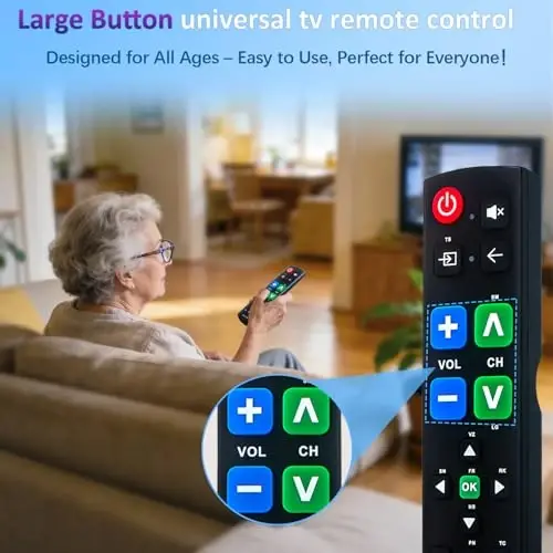 Big Button Universal Remote for All TV Remote, for All Samsung/LG/VIZIO/Sony/Hisense/Philips/Panasonic TVs and More - 3