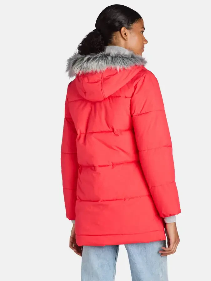 Big Chill Ayollar va Ayollar Plus Keng Tikilgan Puffer Palto Sun'iy Mo'ynali Kaput bilan, S-3X o'lchamlari - 2