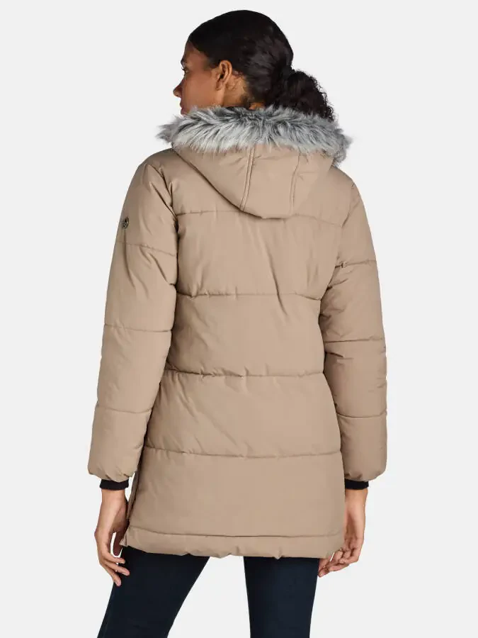 Big Chill Women's and Women's Plus Wide Quilted Puffer Coat with Faux Fur Trim Hood, Sizes S-3X- - 2