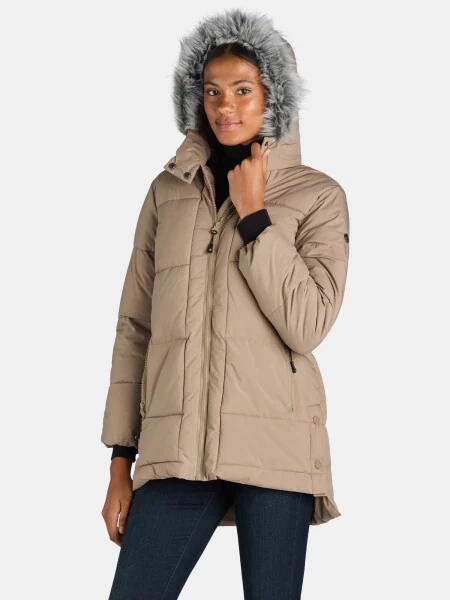 Big Chill Women's and Women's Plus Wide Quilted Puffer Coat with Faux Fur Trim Hood, Sizes S-3X- - 3