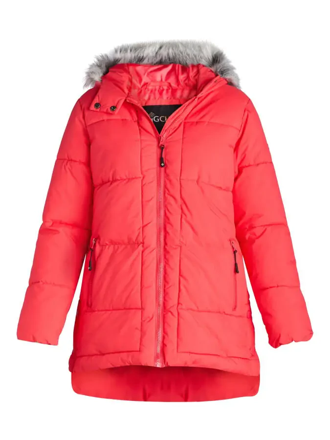 Big Chill Women's and Women's Plus Wide Quilted Puffer Coat with Faux Fur Trim Hood, Sizes S-3X - 4