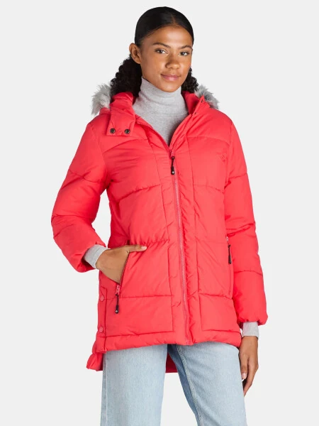 Big Chill Women's and Women's Plus Wide Quilted Puffer Coat with Faux Fur Trim Hood, Sizes S-3X - 5