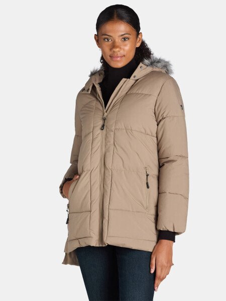 Big Chill Women's and Women's Plus Wide Quilted Puffer Coat with Faux Fur Trim Hood, Sizes S-3X - 5