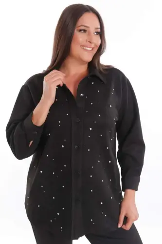 Large Size Beyoğlu Seamed Suede Black Jacket - 5