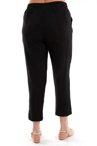 Big Size Black Elastic Waistband Pants - 9
