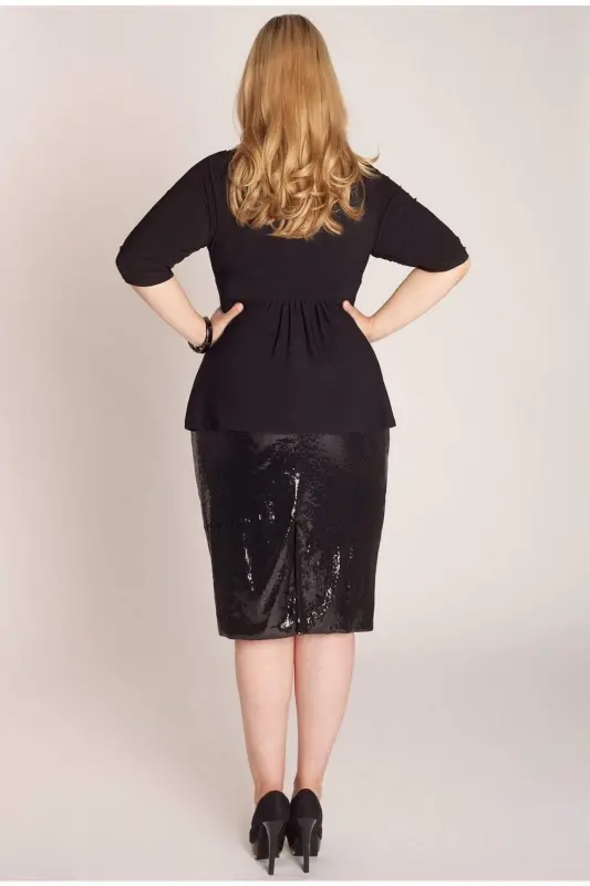 Big Size Modazone Sequin Evening Skirt KL06 Black - 4