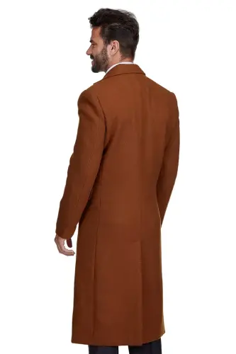 Big & Tall Double-Breasted Knee Length Wool Blend Three Button Long Overcoat Top Coat - 3