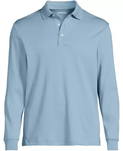 Big & Tall Long Sleeve Super Soft Supima Polo Shirt - Light storm blue - LANDS' END (1)