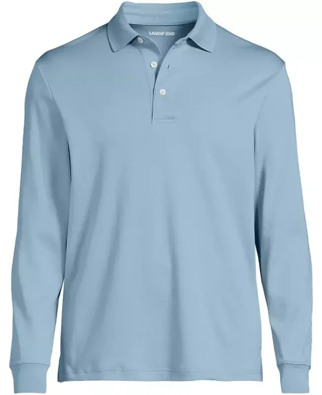 Big & Tall Long Sleeve Super Soft Supima Polo Shirt - Light storm blue - 2