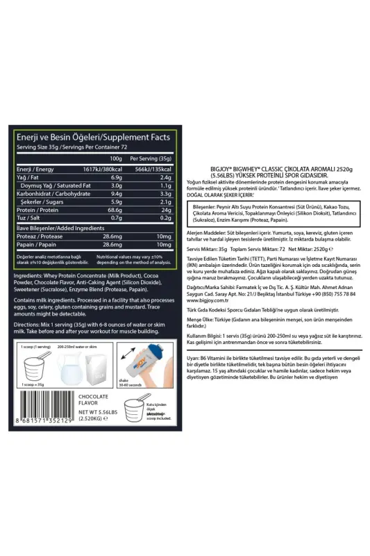 Big Whey Classic Chocolate Flavored Protein Powder 72 Servings 2448 g with Added Digestive Enzymes - 5