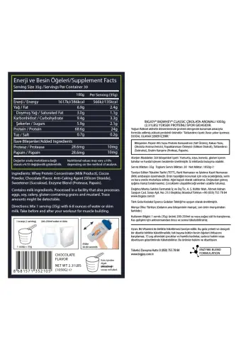 Big Whey Classic Shokolad Ta'mli Protein Kuni 30 Porshiya 1020gr Zardob Oqsili Ovqat Hazm Qilish Fermenti Qo'shilgan - 3