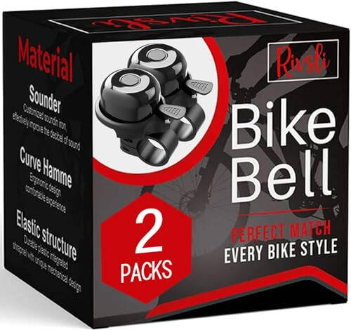Bike Bell, 2 Pack Classic Bicycle Bell Loud Crisp Clear Sound Bicycle Bike Bell, City Bike, BMX Bike, Sports Bike Bell for Adults Kids, Right Hand/Left Hand Use (Black) - 1