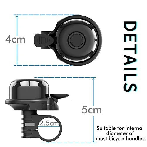 Bike Bell, 2 Pack Classic Bicycle Bell Loud Crisp Clear Sound Bicycle Bike Bell, City Bike, BMX Bike, Sports Bike Bell for Adults Kids, Right Hand/Left Hand Use (Black) - Rivsli (1)