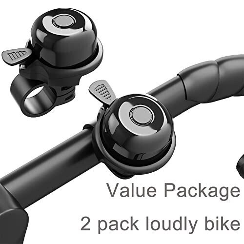 Bike Bell, 2 Pack Classic Bicycle Bell Loud Crisp Clear Sound Bicycle Bike Bell, City Bike, BMX Bike, Sports Bike Bell for Adults Kids, Right Hand/Left Hand Use (Black) - 5