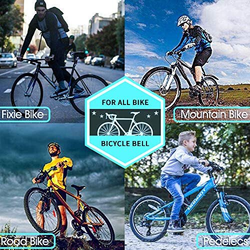 Bike Bell, 2 Pack Classic Bicycle Bell Loud Crisp Clear Sound Bicycle Bike Bell, City Bike, BMX Bike, Sports Bike Bell for Adults Kids, Right Hand/Left Hand Use (Black) - 6