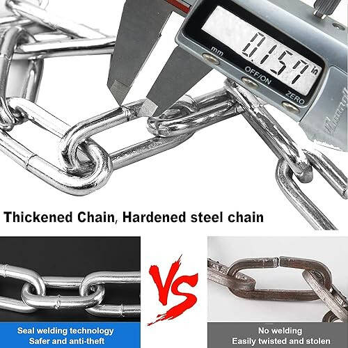 Bike Chain Lock, Heavy Duty Anti-Theft Bicycle Chain Lock, 2.72 Ft Security Bike Locks with 3 Keys, Waterproof Lock Chain for Bike, Bicycle, Scooter, Motorcycle, Door, Gate, Fence - 3