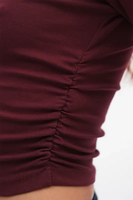 Bike Collar Ruched Side Basic Blouse B4164-U13 - 3