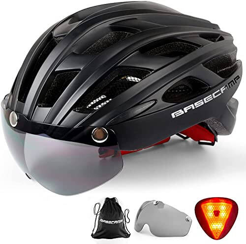 Bike Helmet, Basecamp Bicycle Helmet with Rear Light & Detachable Magnetic Goggles Lightweight Cycling Helmet Adjustable for Adult Men Women Mountain & Road (BC-069) - 7