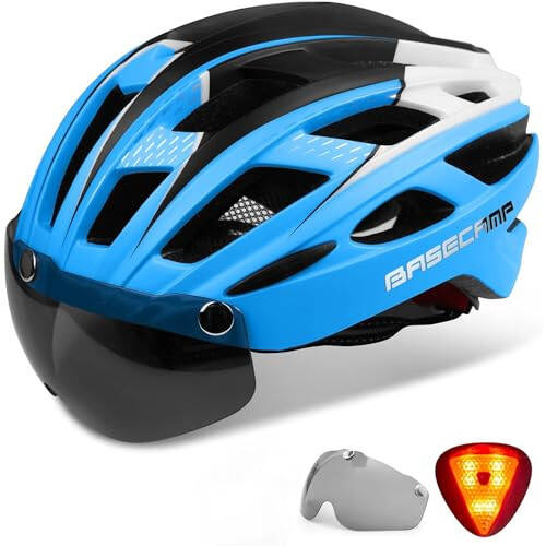 Bike Helmet, Basecamp Bicycle Helmet with Rear Light & Detachable Magnetic Goggles Lightweight Cycling Helmet Adjustable for Adult Men Women Mountain & Road (BC-069) - 1