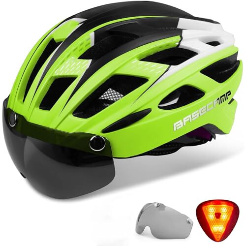 Bike Helmet, Basecamp Bicycle Helmet with Rear Light & Detachable Magnetic Goggles Lightweight Cycling Helmet Adjustable for Adult Men Women Mountain & Road (BC-069) - 1