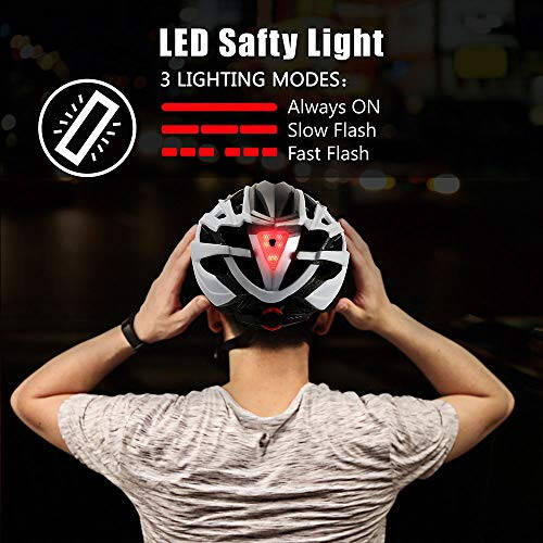 Bike Helmet, Basecamp Bicycle Helmet with Rear Light & Detachable Magnetic Goggles Lightweight Cycling Helmet Adjustable for Adult Men Women Mountain & Road (BC-069) - 4