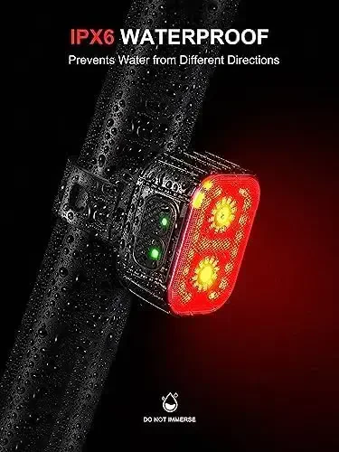 Bike Lights, Rechargeable Bicycle Lights Set Super Bright 8+12 Modes, IPX6 Waterproof Bike Lights for Night Riding/Cycling Safety, Front and Back Taillight Reflectors, 58 Hrs Long Battery Life - 6