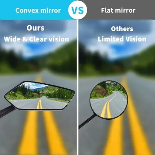 Bike Mirror, 1 Pair 360˚ Rotatable Bicycle Mirrors for Handlebars, Adjustable HD Wide Angle Bicycle Cycling Mirror, Bike Handlebar Rearview Mirror for Mountain Road Adult Bike, Ebike (Clear View) - BABYFOND (1)